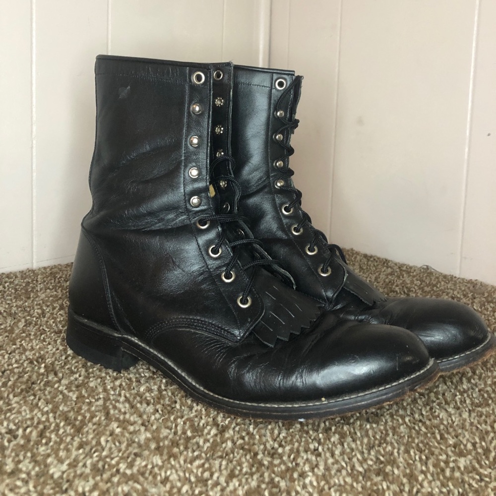 Men’s black leather Justin boots size 9.5
